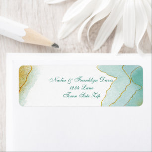 Goud Waterverf Turquoise Retouradres Etiket