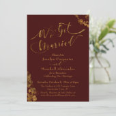 Goud We Got Married met Botanicals, Burgundy Kaart (Staand voorkant)