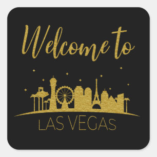 Goud Welkom bij Las Vegas geschenk mand bruiloft Vierkante Sticker