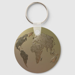Goud Wereldbol Sleutelhanger