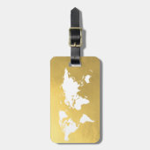 Goud Wereldkaart elegant Bagagelabel (Voorkant verticaal)
