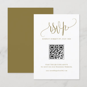 Goud Wij doen Moderne Kalligrafie Huwelijk QR Code RSVP Kaartje