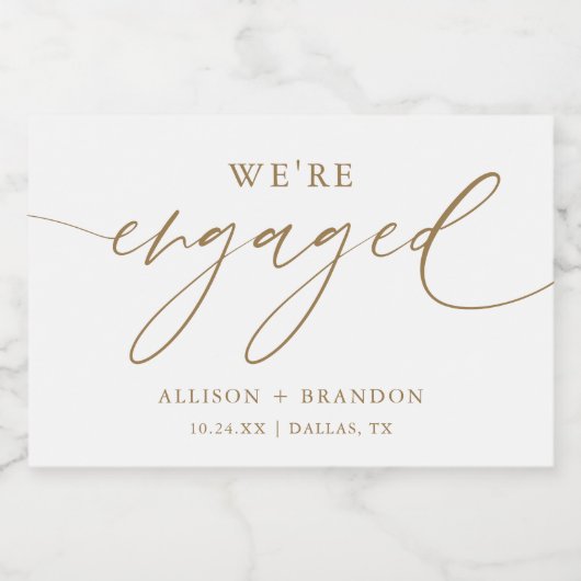 Goud Wij Zijn Verloofd Verlovingsfeest Favorieten  Sparkling Wijnetiket (Enkel label)