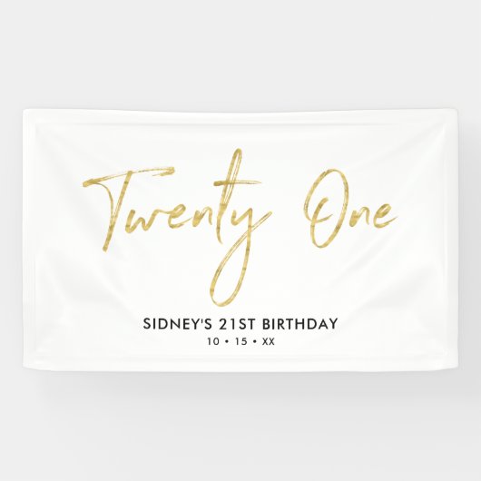 Goud & Wit | 21e Verjaardag Party Banner (Horizontaal)