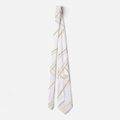 Goud Wit Abstract Strepen Stropdas (Achterkant)