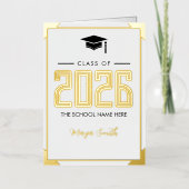 Goud Wit Afstuderen Echte Folie Wenskaart (Voorkant)