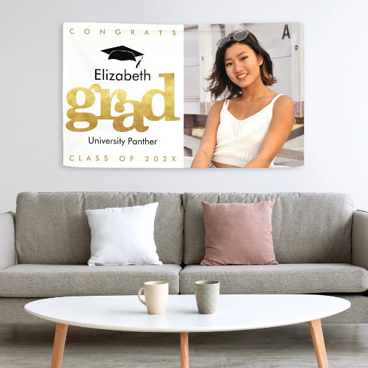 Goud wit afstuderen foto modern vet typografie spandoek