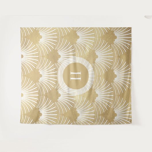 Goud & Wit Art-deco Patroon No.38 Wandkleed (Voorkant (horizontaal))