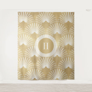 Goud & Wit Art-deco Patroon No.38 Wandkleed