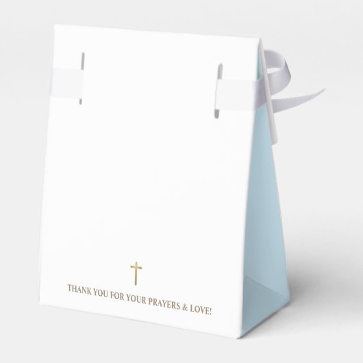 Goud Wit Blauw Doopkruis Dank u Favor Box Bedankdoosjes (Achterkant)