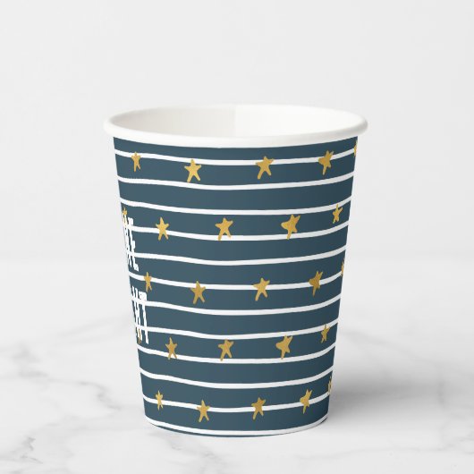Goud Wit Blauw Sterren en Strepen Papieren Bekers (Links)