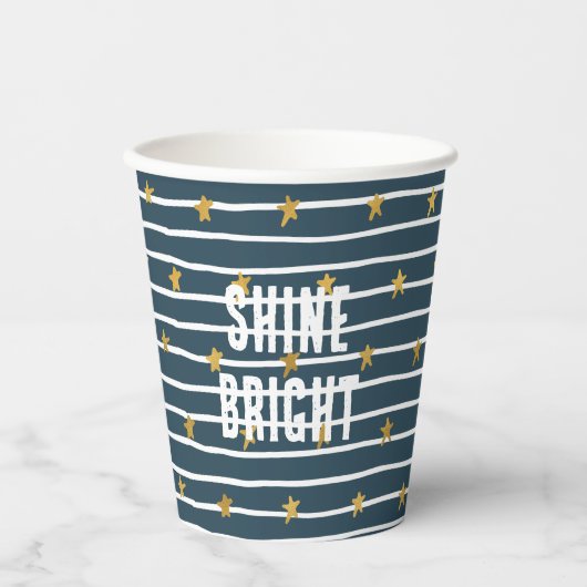 Goud Wit Blauw Sterren en Strepen Papieren Bekers (Voorkant)