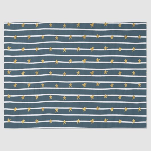 Goud Wit Blauw Sterren en Strepen Tissuepapier (Voorkant)