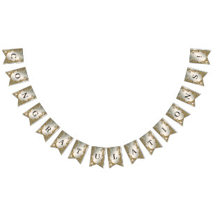 Goud Wit Bloemen Bunting Flag Vlaggetjes