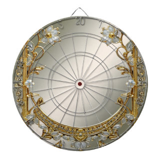 Goud Wit Bloemen Dartboard Dartbord