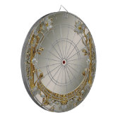 Goud  Wit Bloemen Dartboard Dartbord (Voorkant Links)