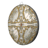 Goud  Wit Bloemen Dartboard Dartbord (Voorkant Rechts)