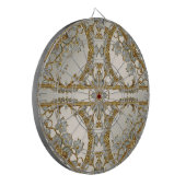 Goud  Wit Bloemen Dartboard Dartbord (Voorkant Links)