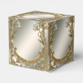 Goud Wit Bloemen Favor Box Bedankdoosjes (Achterkant)