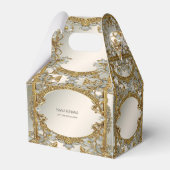 Goud  Wit Bloemen Favor Box Bedankdoosjes (Voorkant Zijde)