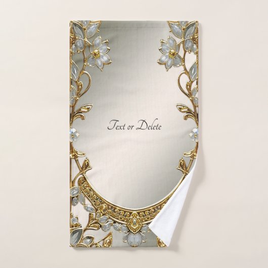 Goud  Wit Bloemen Handdoek Set (Handdoek)