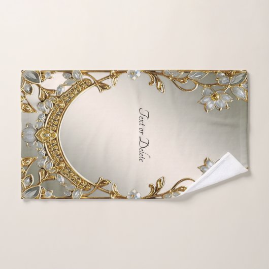 Goud Wit Bloemen Handdoek Set (Handdoek)