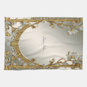 Goud Wit Bloemen Keuken Handdoeken (Horizontaal)