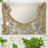 Goud  Wit Bloemen Keuken Handdoeken (Gevouwen)