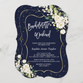 Goud Wit Bloemen Marine Bachelorette Weekend Kaart (Voorkant / Achterkant)