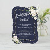 Goud Wit Bloemen Marine Bachelorette Weekend Kaart (Staand voorkant)