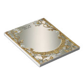 Goud  Wit Bloemen Notitieblok (Schuin)