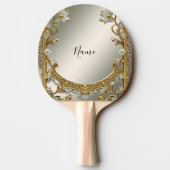 Goud  Wit Bloemen Ping Pong Paddle Tafeltennisbatje (Achterkant)