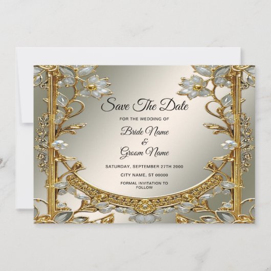 Goud Wit Bloemen Save The Date