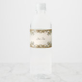 Goud  Wit Bloemen Waterflesetiket Waterfles Etiket (Voorkant)