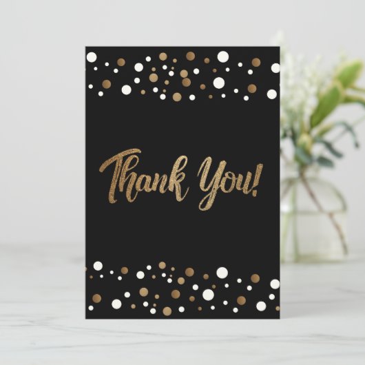 Goud Wit confetti 60e verjaardag viering Bedankkaart (Staand voorkant)