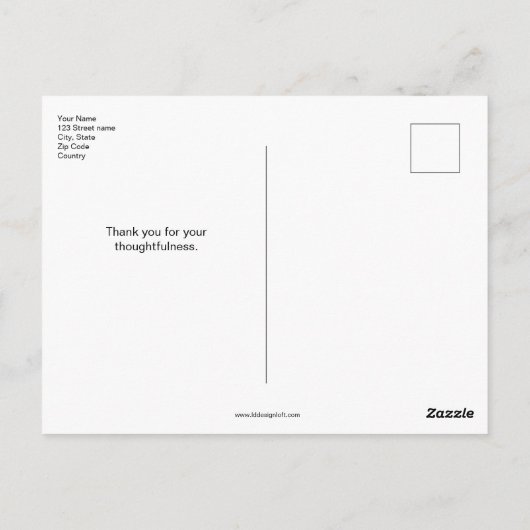 Goud Wit confetti op zwart Dank u Briefkaart (Achterkant)