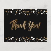 Goud Wit confetti op zwart Dank u Briefkaart (Voorkant)