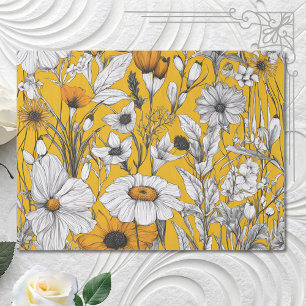Goud Wit Daisy Boho Wildflower Decoupage Tissuepapier