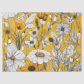 Goud Wit Daisy Boho Wildflower Decoupage Tissuepapier (Voorkant)