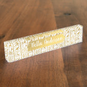 Goud & Wit Egyptische Egypte Glam Moderne Chic Naambordje (Zijkant)