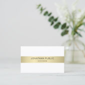 Goud Wit Elegant Modern Eenvoudige Sjabloon Minima Visitekaartje (Staand voorkant)