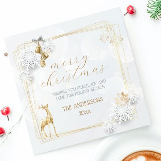 Goud Wit Elegant Script Vrolijk Kerstfeest Feestdagenkaart