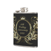 Goud & Wit Faux Glitter Bloemen Lijst Heupfles (Links)