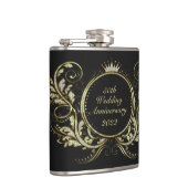 Goud & Wit Faux Glitter Bloemen Lijst Heupfles (Rechts)