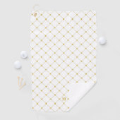 Goud Wit Geometrisch Patroon Monogram Golfhanddoek (Insitu)