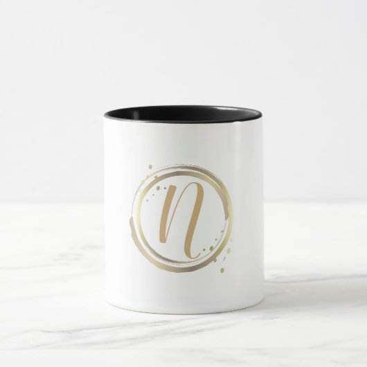 Goud Wit Glam Moderne Minimale Gepersonaliseerde N Mok (Midden)