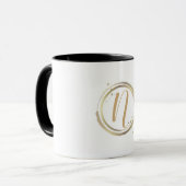 Goud Wit Glam Moderne Minimale Gepersonaliseerde N Mok (Voorkant links)