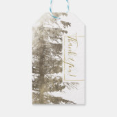 Goud & Wit Glam Pine Tree Rustieke Bos Bruiloft Cadeaulabel (Achterkant)