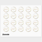 Goud & Wit Glanzend Glimmend Glam Moderne Minimale Ronde Sticker (Vel)
