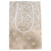 Goud Wit Glitter Diamanten Medium Cadeauzakje (Voorkant)